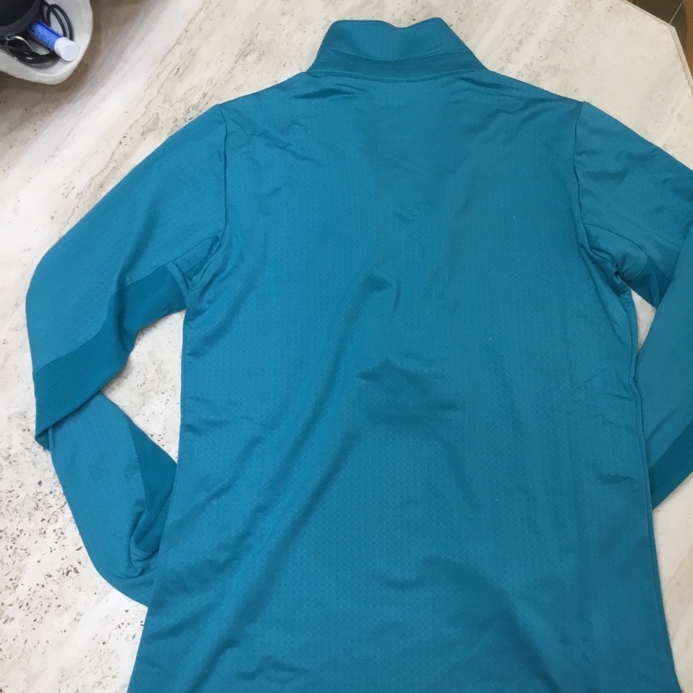 SanSoleil Women's Long Sleeve Top Small 1/4 Zip Teal Pullover - Picture 3 of 6